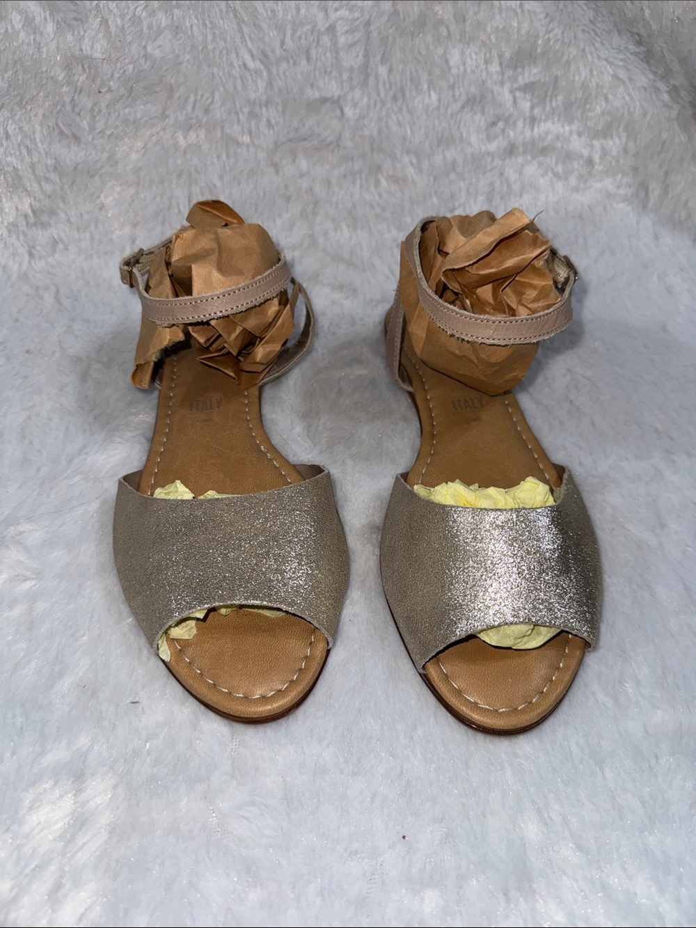Seychelles Gold Simmer Open-Toe Ankle-Strap Sandals